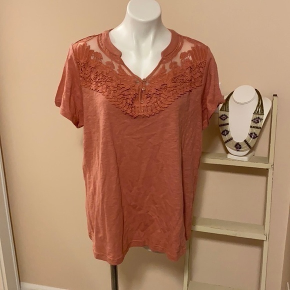 Lane Bryant Lace neck Tee